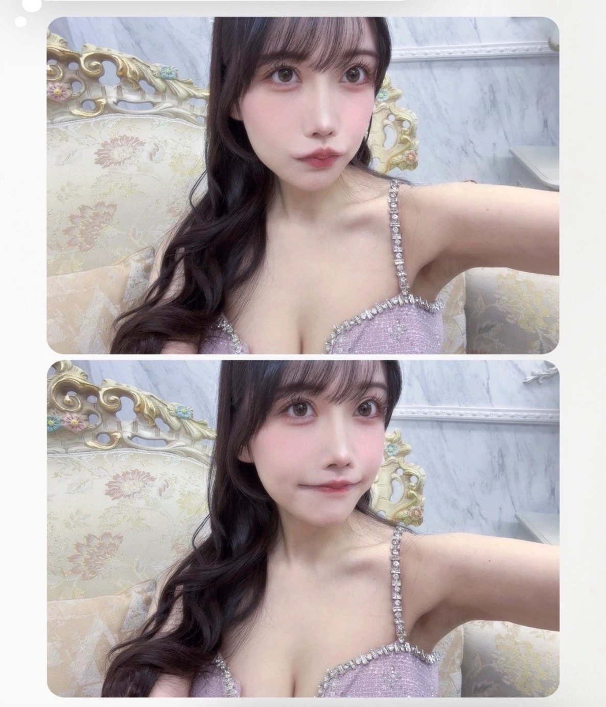 小川あさひ 自撮り写真 ラベンダー・ビジュードレス 1
